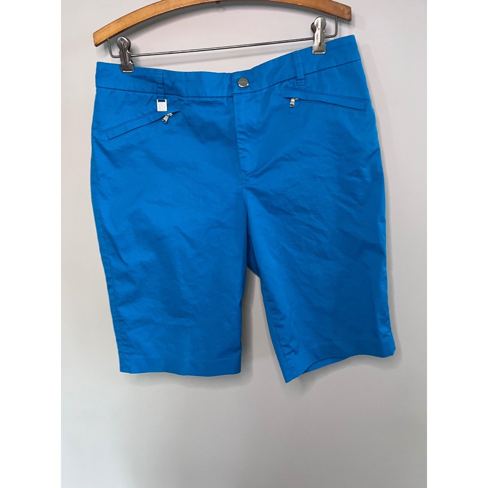 Lauren Active Ralph Lauren Blue Bermuda Golf Shorts Womens 8 Zip Pocket Stretch